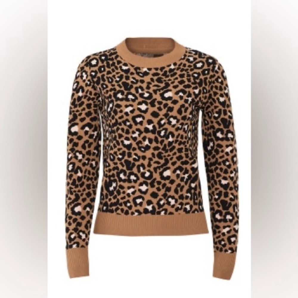 Small Leopard Print Sweater - Black and Tan NWOT